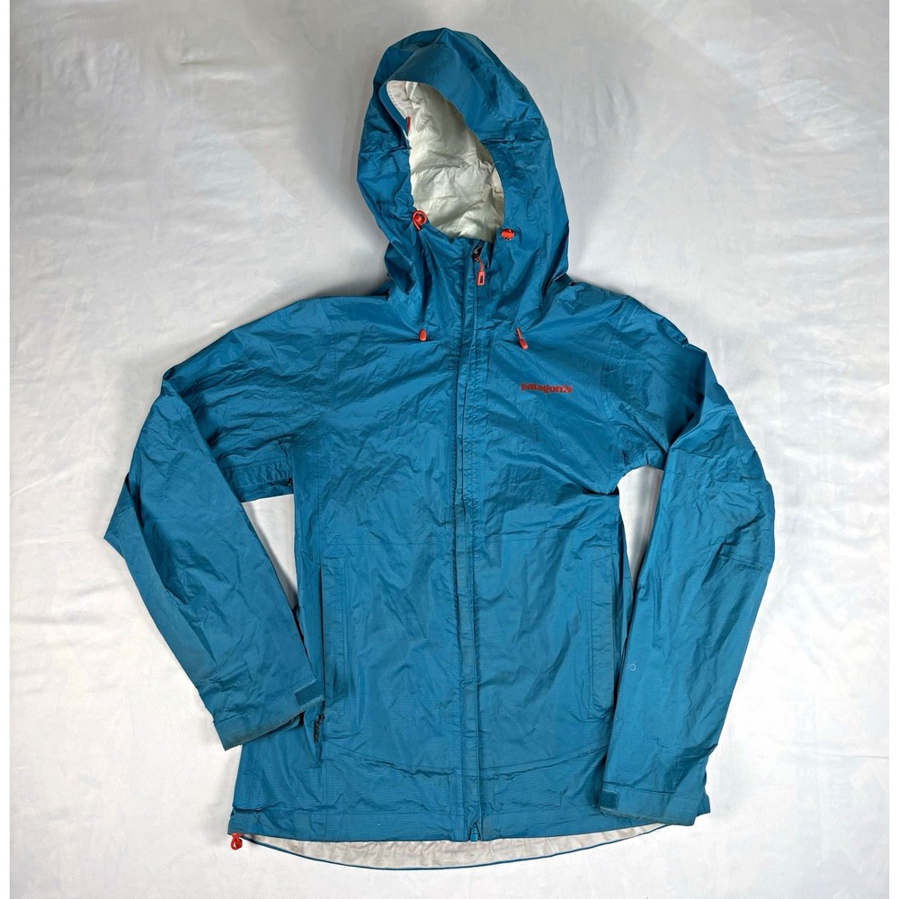 Patagonia Women's Hooded Rain Jacket — Size M Teal AS-IS (Coating Delamination)